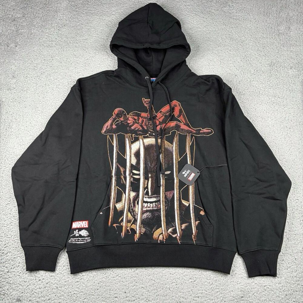 CIVIL REGIME x Marvel Deadpool Black Panther Hoodie Men's Large Black NWT